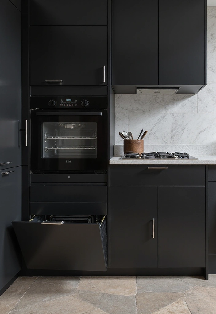 27 Black Kitchen Ideas For a Bold Sophisticated Look 148 27 Black Kitchen Ideas For a Bold Sophisticated Look - 22. Hidden Appliances