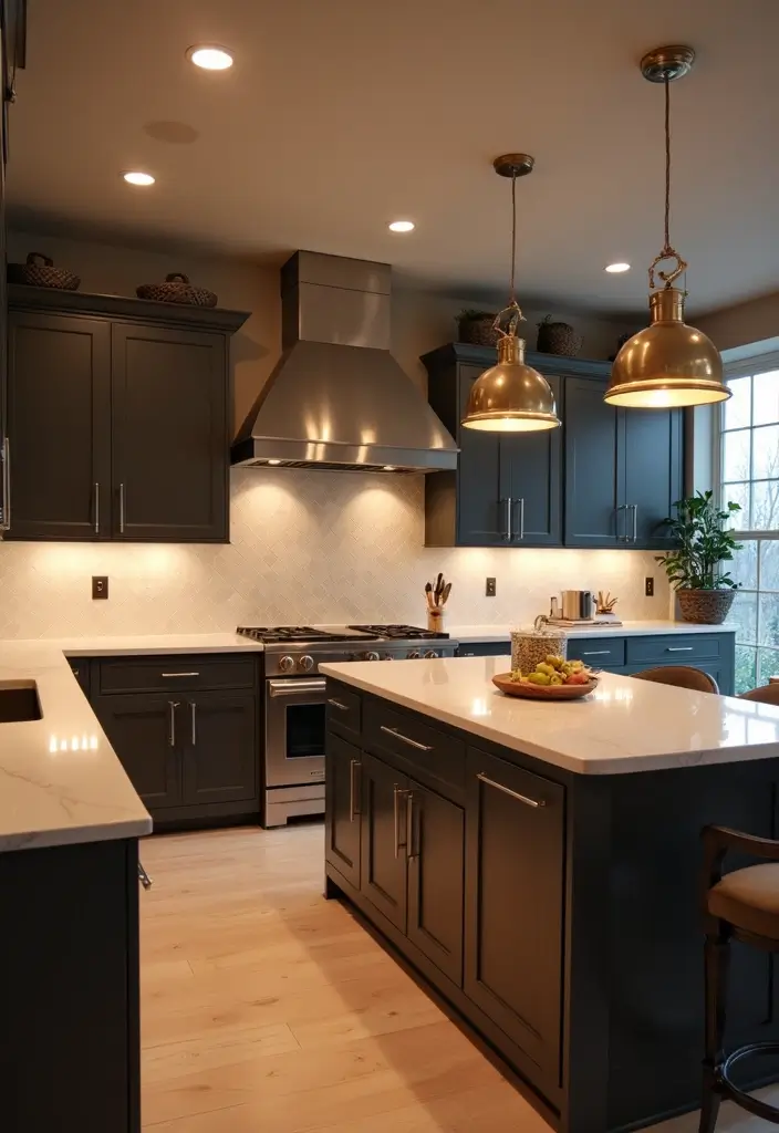 27 Black Kitchen Ideas For a Bold Sophisticated Look 176 27 Black Kitchen Ideas For a Bold Sophisticated Look - 26. Custom Lighting Features