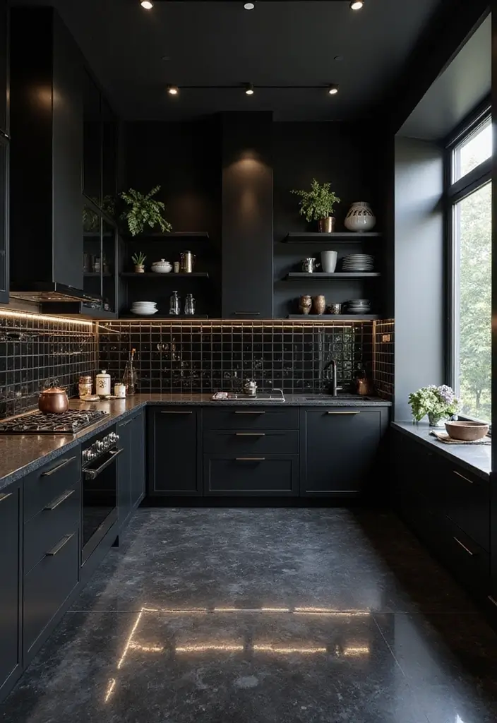 27 Black Kitchen Ideas For a Bold Sophisticated Look 183 27 Black Kitchen Ideas For a Bold Sophisticated Look - 27. Reflective Surfaces