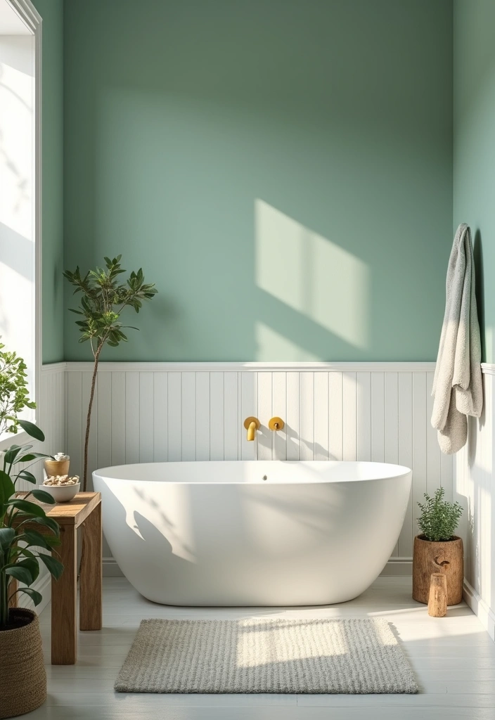27 Coastal Bathroom Ideas With Relaxing Beach Vibes 1 27 Coastal Bathroom Ideas With Relaxing Beach Vibes - 1. Soft Seafoam Green Walls