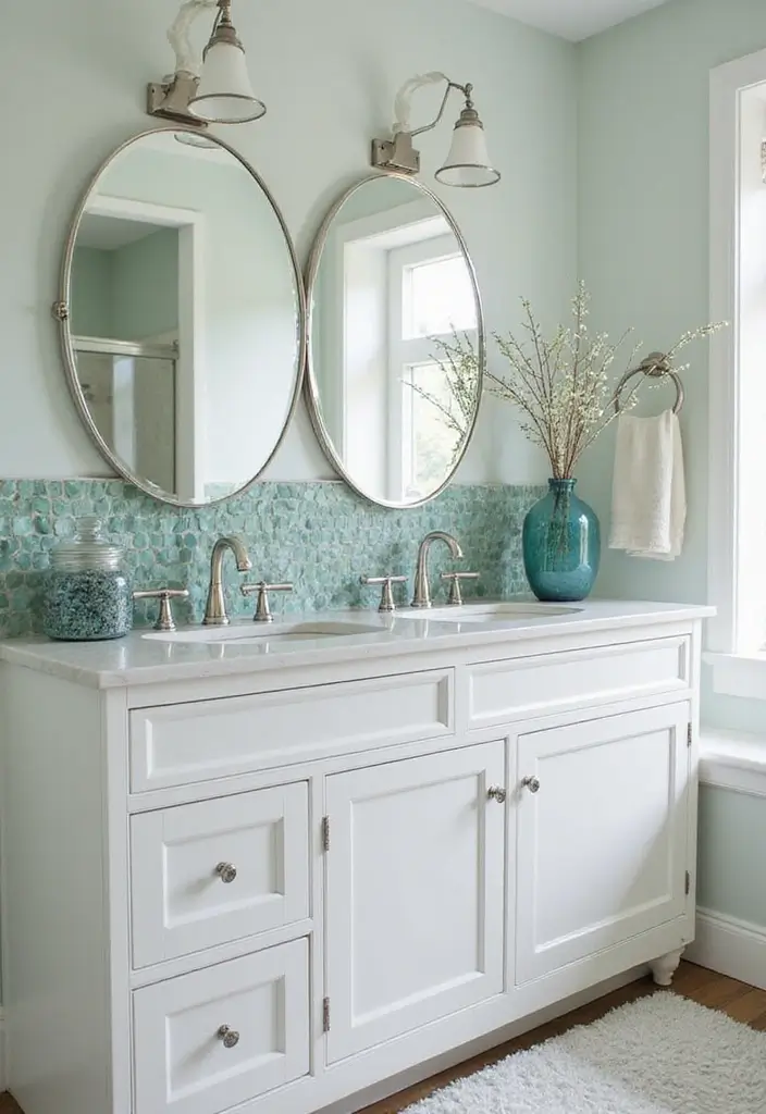 27 Coastal Bathroom Ideas With Relaxing Beach Vibes 62 27 Coastal Bathroom Ideas With Relaxing Beach Vibes - 10. Sea Glass Accents