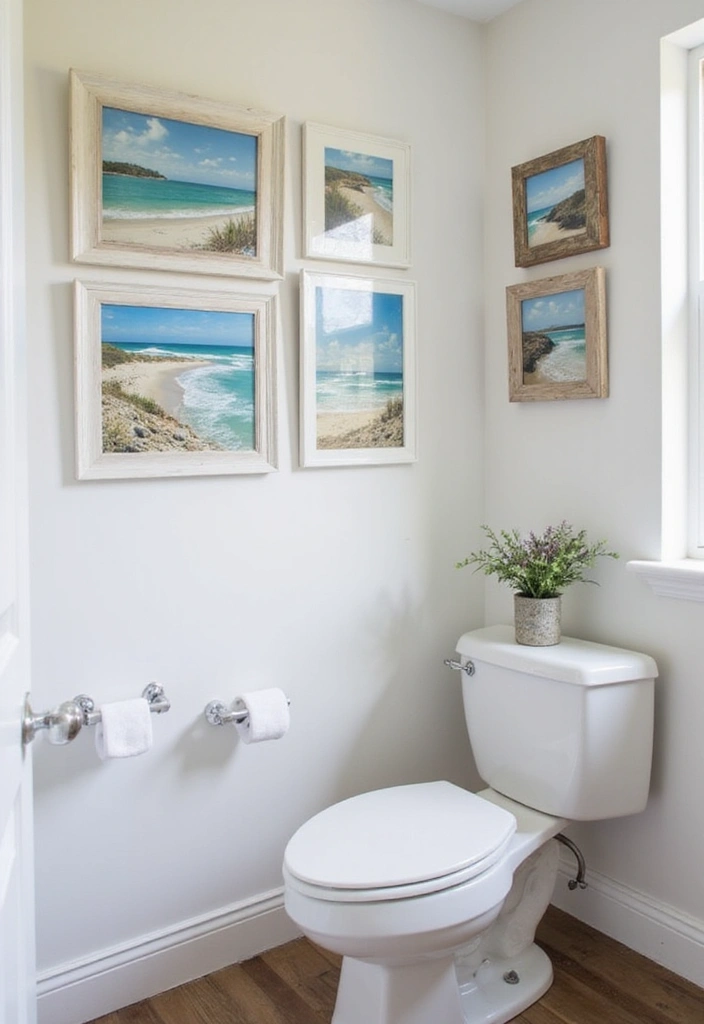 27 Coastal Bathroom Ideas With Relaxing Beach Vibes 76 27 Coastal Bathroom Ideas With Relaxing Beach Vibes - 12. Coastal Wall Art
