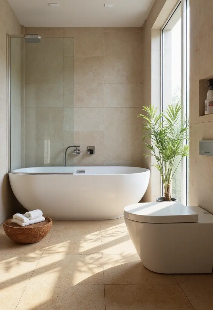 27 Coastal Bathroom Ideas With Relaxing Beach Vibes 83 27 Coastal Bathroom Ideas With Relaxing Beach Vibes - 13. Eco-Conscious Flooring