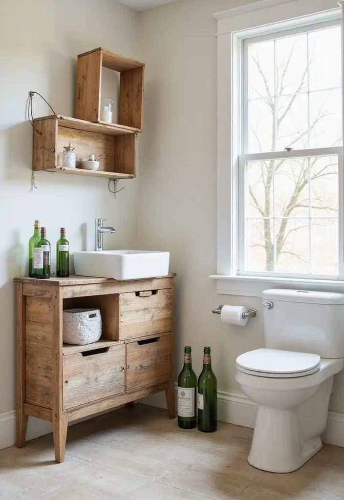 27 Coastal Bathroom Ideas With Relaxing Beach Vibes 111 27 Coastal Bathroom Ideas With Relaxing Beach Vibes - 17. Upcycled Decor