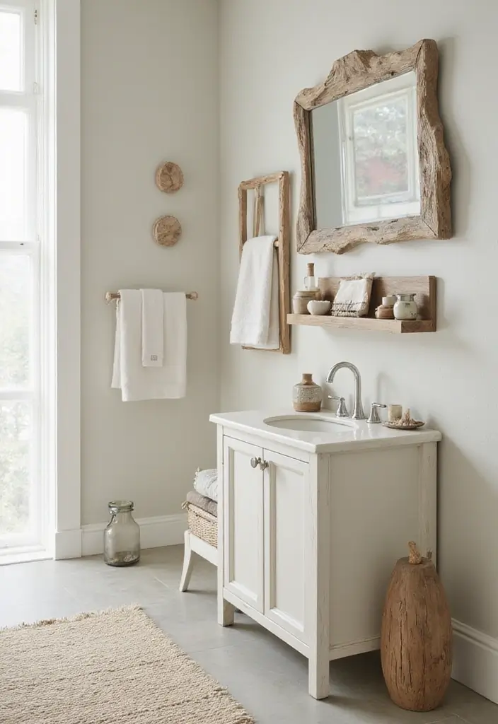 27 Coastal Bathroom Ideas With Relaxing Beach Vibes 48 27 Coastal Bathroom Ideas With Relaxing Beach Vibes - 8. Driftwood Accents