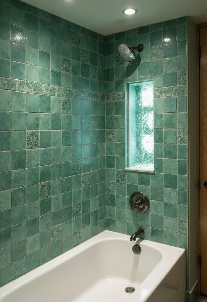 27 Green Tile Bathroom Ideas That Bring Nature Indoors 60 27 Green Tile Bathroom Ideas That Bring Nature Indoors - 12. Green Tile Shower Niche Ideas
