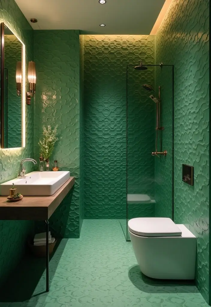 27 Green Tile Bathroom Ideas That Bring Nature Indoors 84 27 Green Tile Bathroom Ideas That Bring Nature Indoors - 16. Textured Green Tiles for Visual Interest