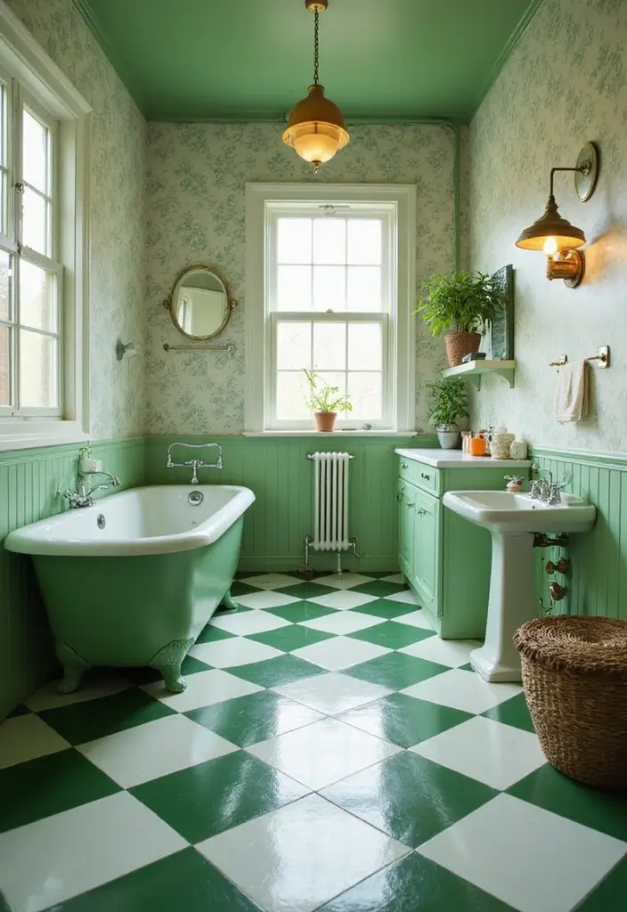 27 Green Tile Bathroom Ideas That Bring Nature Indoors 104 27 Green Tile Bathroom Ideas That Bring Nature Indoors - 20. Green and White Checkerboard Tiles