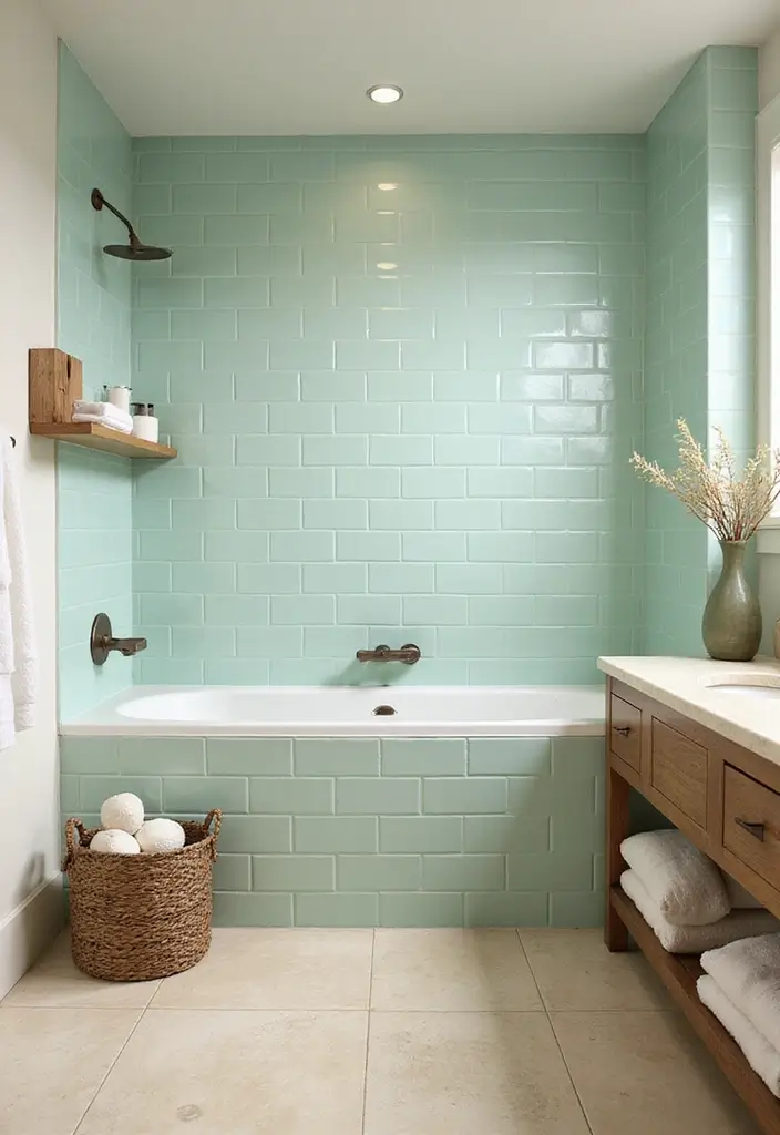 27 Green Tile Bathroom Ideas That Bring Nature Indoors 130 27 Green Tile Bathroom Ideas That Bring Nature Indoors - 24. Seafoam Green for Coastal Aesthetics