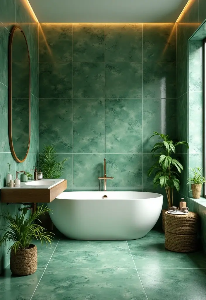 27 Green Tile Bathroom Ideas That Bring Nature Indoors 137 27 Green Tile Bathroom Ideas That Bring Nature Indoors - 25. Nature-Inspired Green Tile Layouts