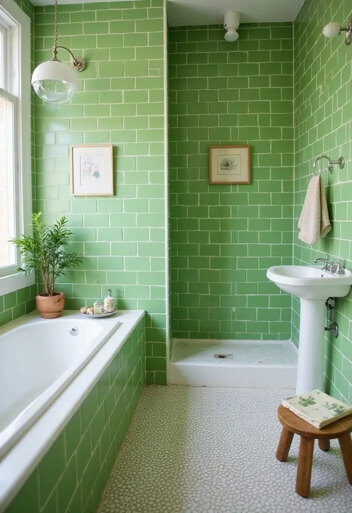 27 Green Tile Bathroom Ideas That Bring Nature Indoors 144 27 Green Tile Bathroom Ideas That Bring Nature Indoors - 26. Vibrant Green Tile Accents