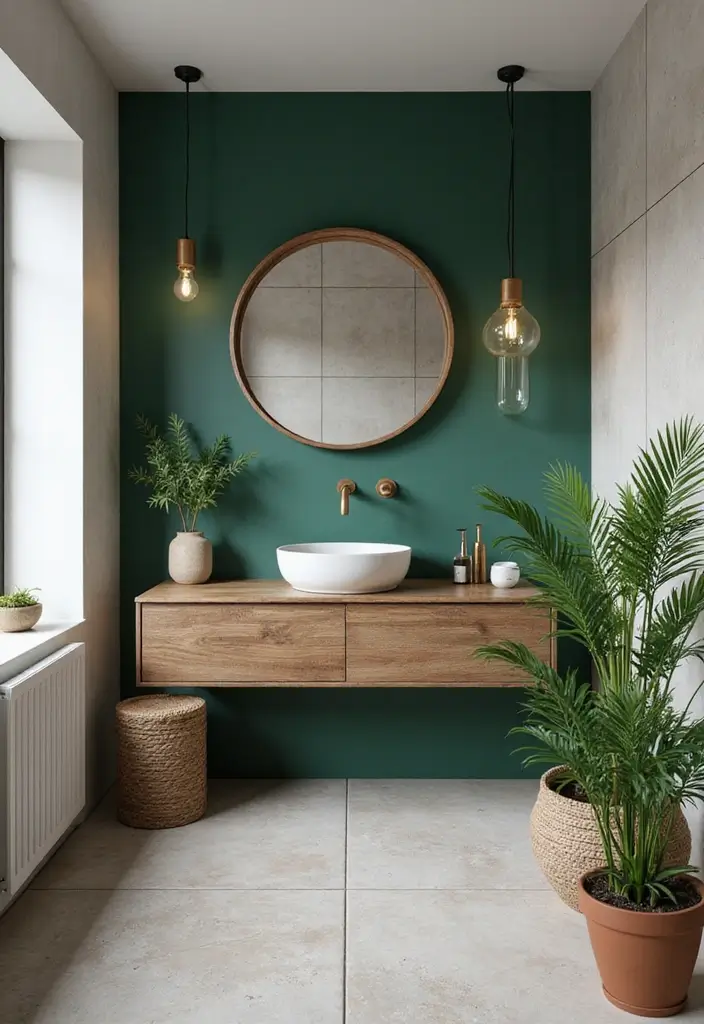 27 Green Tile Bathroom Ideas That Bring Nature Indoors 35 27 Green Tile Bathroom Ideas That Bring Nature Indoors - 7. Deep Green Accent Walls