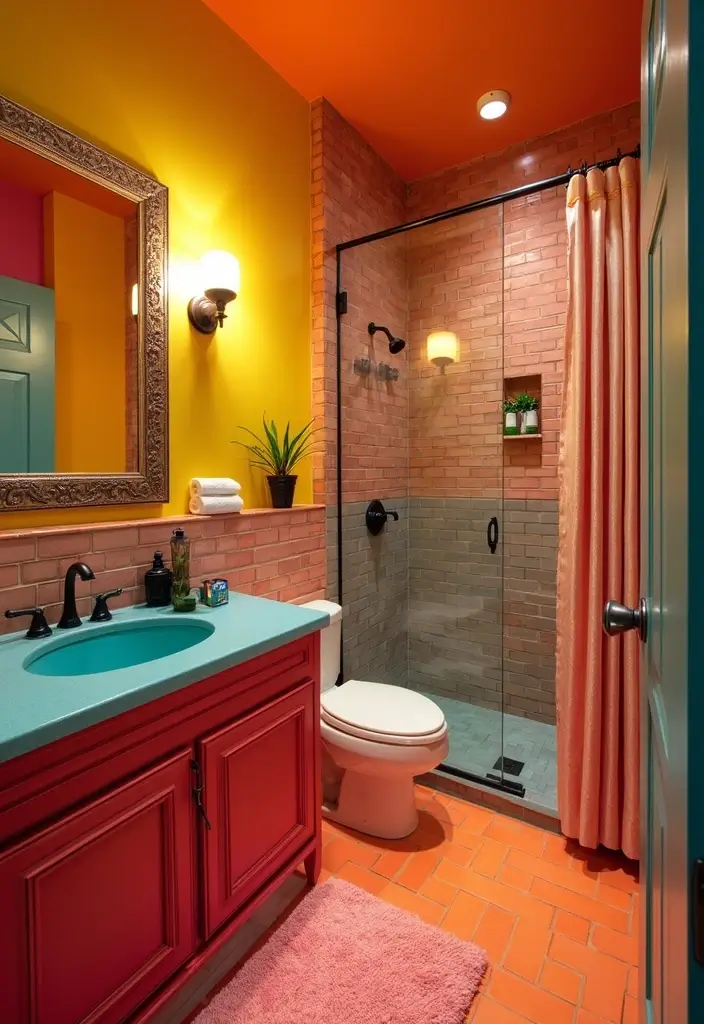 27 Guest Bathroom Ideas To Impress Every Visitor 64 27 Guest Bathroom Ideas To Impress Every Visitor - 10. Bold Color Schemes