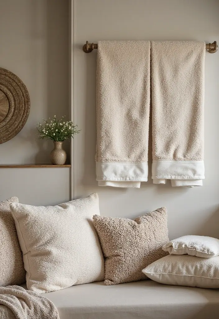27 Guest Bathroom Ideas To Impress Every Visitor 113 27 Guest Bathroom Ideas To Impress Every Visitor - 17. Textured Fabrics