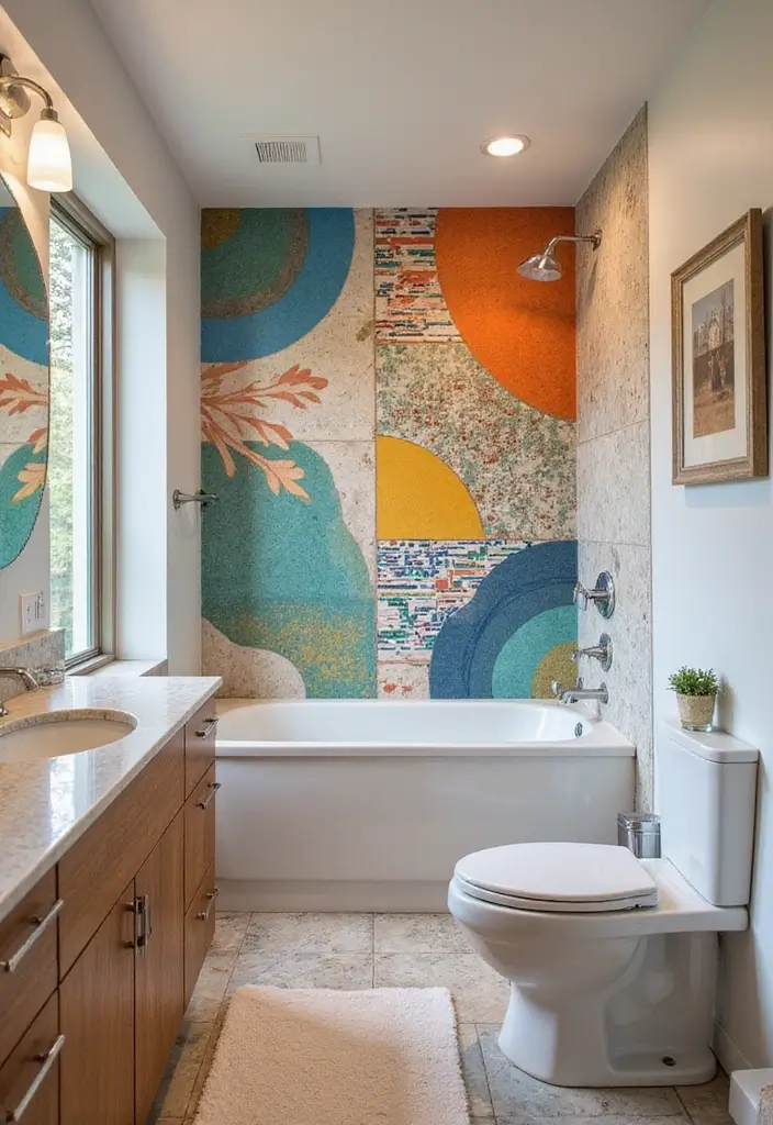 27 Guest Bathroom Ideas To Impress Every Visitor 127 27 Guest Bathroom Ideas To Impress Every Visitor - 19. Creative Accent Walls