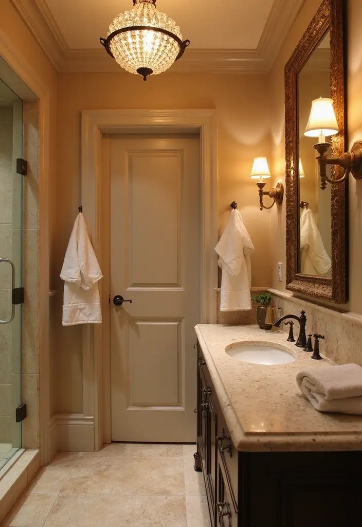 27 Guest Bathroom Ideas To Impress Every Visitor 8 27 Guest Bathroom Ideas To Impress Every Visitor - 2. Elegant Lighting Fixtures