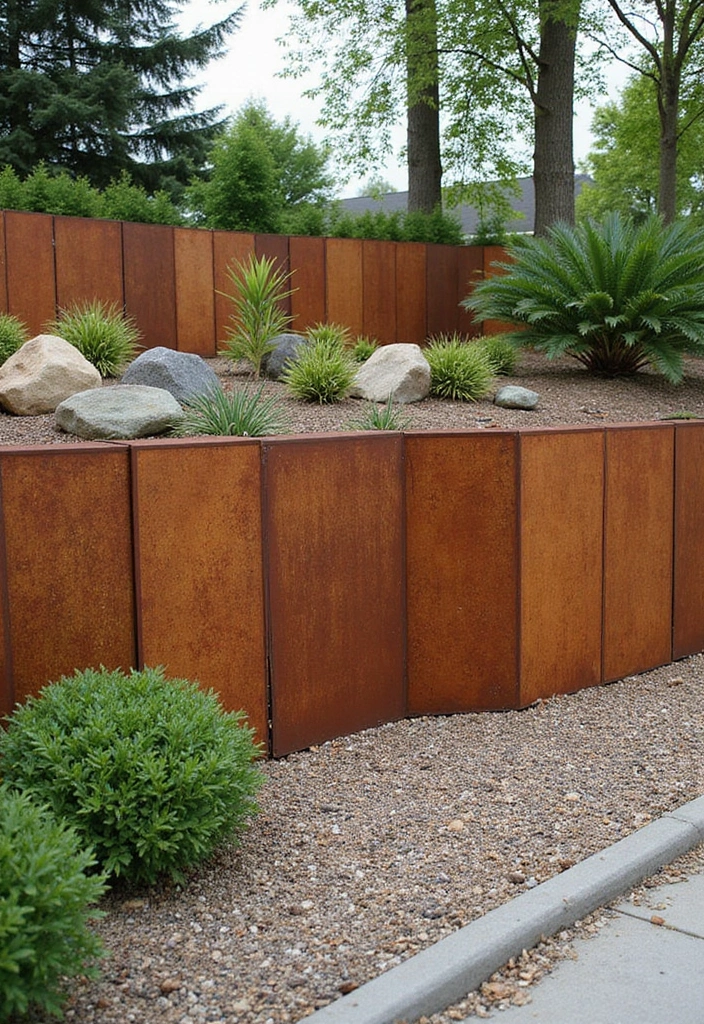 27 Inexpensive Retaining Wall Ideas That Look Surprisingly High-End 69 27 Inexpensive Retaining Wall Ideas That Look Surprisingly High-End - 11. Metal Panel Wall