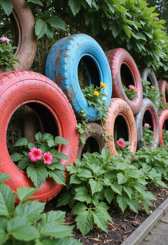 27 Inexpensive Retaining Wall Ideas That Look Surprisingly High-End 123 27 Inexpensive Retaining Wall Ideas That Look Surprisingly High-End - 19. Recycled Tire Wall