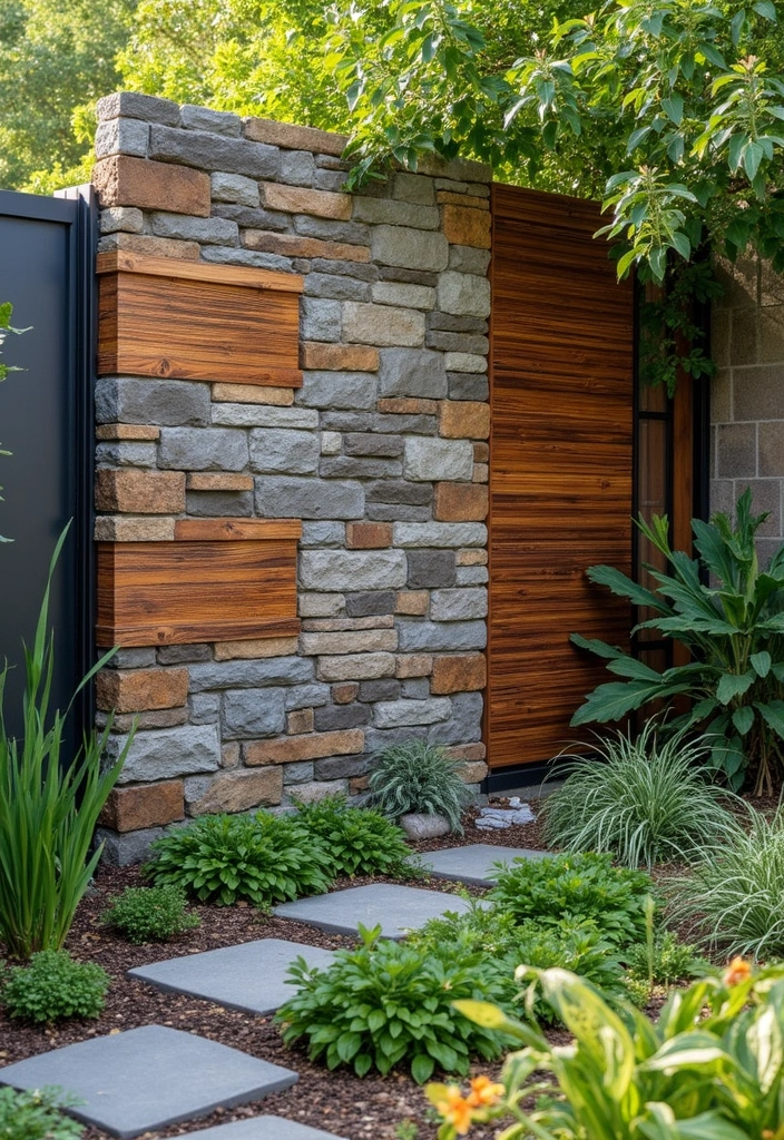 27 Inexpensive Retaining Wall Ideas That Look Surprisingly High-End 163 27 Inexpensive Retaining Wall Ideas That Look Surprisingly High-End - 25. Mixed Material Wall