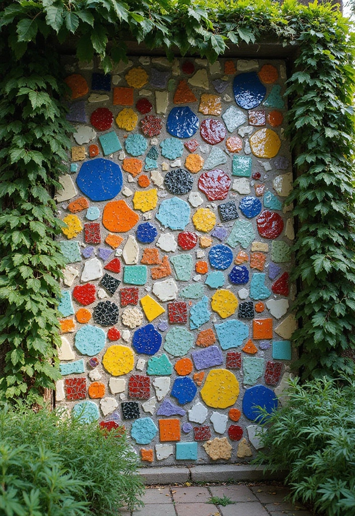 27 Inexpensive Retaining Wall Ideas That Look Surprisingly High-End 177 27 Inexpensive Retaining Wall Ideas That Look Surprisingly High-End - 27. Mosaic Wall