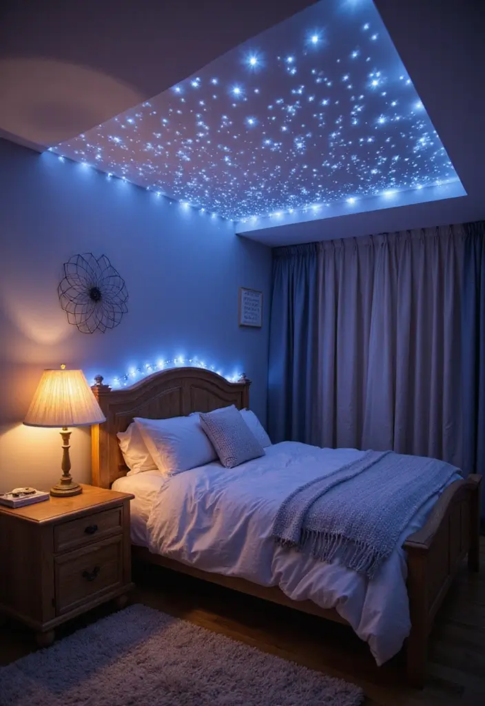 27 LED Lights Bedroom Ideas for a Dreamy Nighttime Glow 99 27 LED Lights Bedroom Ideas for a Dreamy Nighttime Glow - 19. LED Fiber Optic Lights