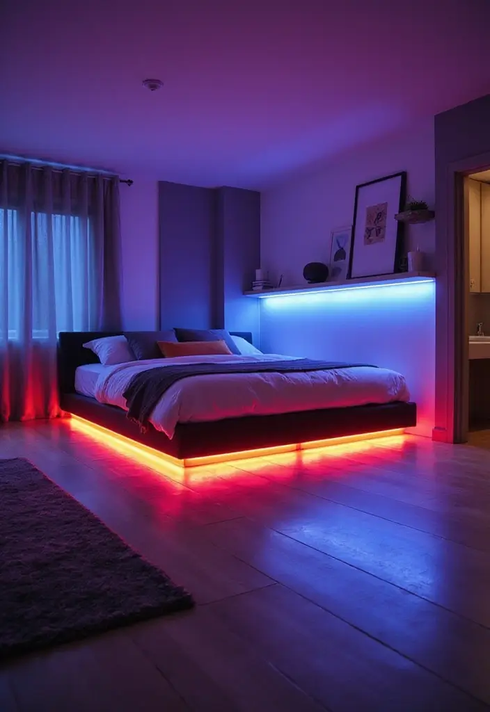 27 LED Lights Bedroom Ideas for a Dreamy Nighttime Glow 8 27 LED Lights Bedroom Ideas for a Dreamy Nighttime Glow - 2. Smart LED Light Strips