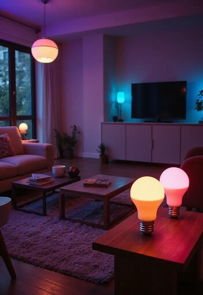 27 LED Lights Bedroom Ideas for a Dreamy Nighttime Glow 104 27 LED Lights Bedroom Ideas for a Dreamy Nighttime Glow - 20. LED Color Changing Dimmable Bulbs