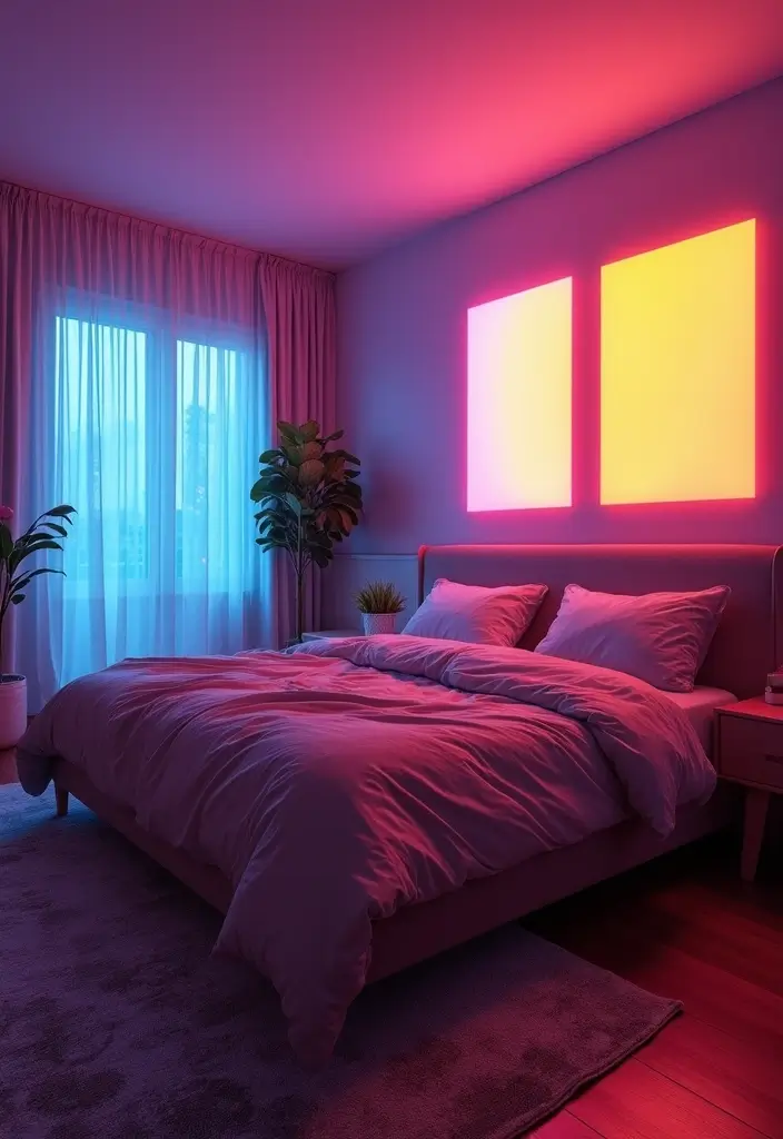 27 LED Lights Bedroom Ideas for a Dreamy Nighttime Glow 118 27 LED Lights Bedroom Ideas for a Dreamy Nighttime Glow - 22. LED Mood Lighting Panels
