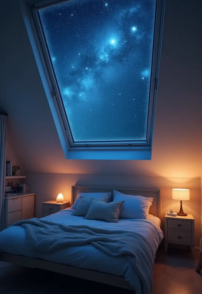27 LED Lights Bedroom Ideas for a Dreamy Nighttime Glow 147 27 LED Lights Bedroom Ideas for a Dreamy Nighttime Glow - 27. LED Skylight Lights