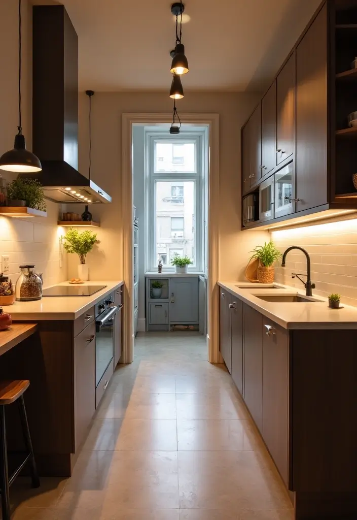 27 Narrow Kitchen Ideas That Maximize Every Inch 64 27 Narrow Kitchen Ideas That Maximize Every Inch - 10. Light Fixtures to Enhance Space