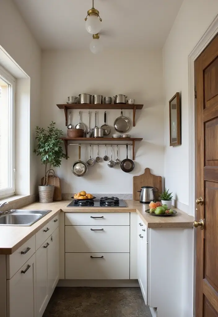 27 Narrow Kitchen Ideas That Maximize Every Inch 85 27 Narrow Kitchen Ideas That Maximize Every Inch - 13. Wall-Mounted Cookware Racks