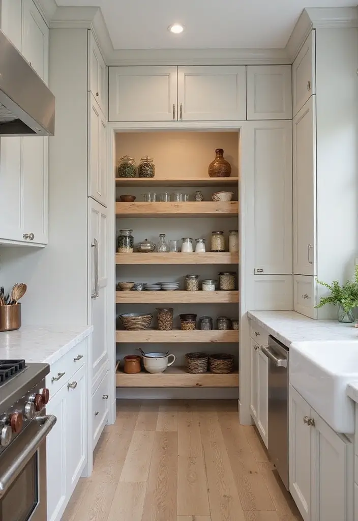 27 Narrow Kitchen Ideas That Maximize Every Inch 90 27 Narrow Kitchen Ideas That Maximize Every Inch - 14. Built-In Pantries