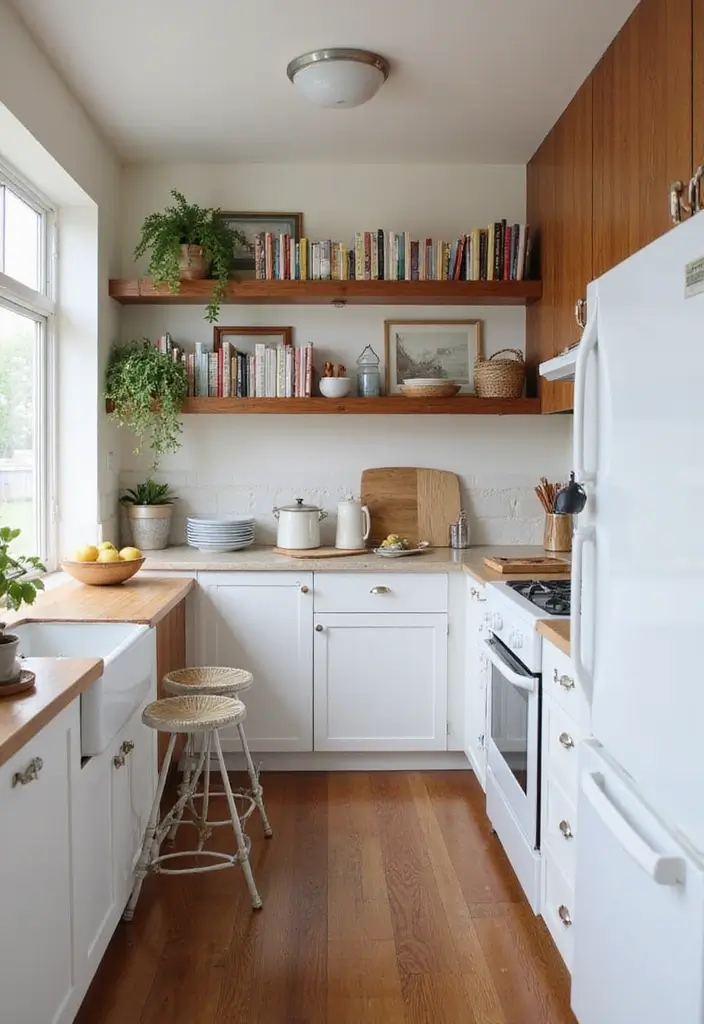 27 Narrow Kitchen Ideas That Maximize Every Inch 118 27 Narrow Kitchen Ideas That Maximize Every Inch - 18. Floating Shelves as Decorative Storage