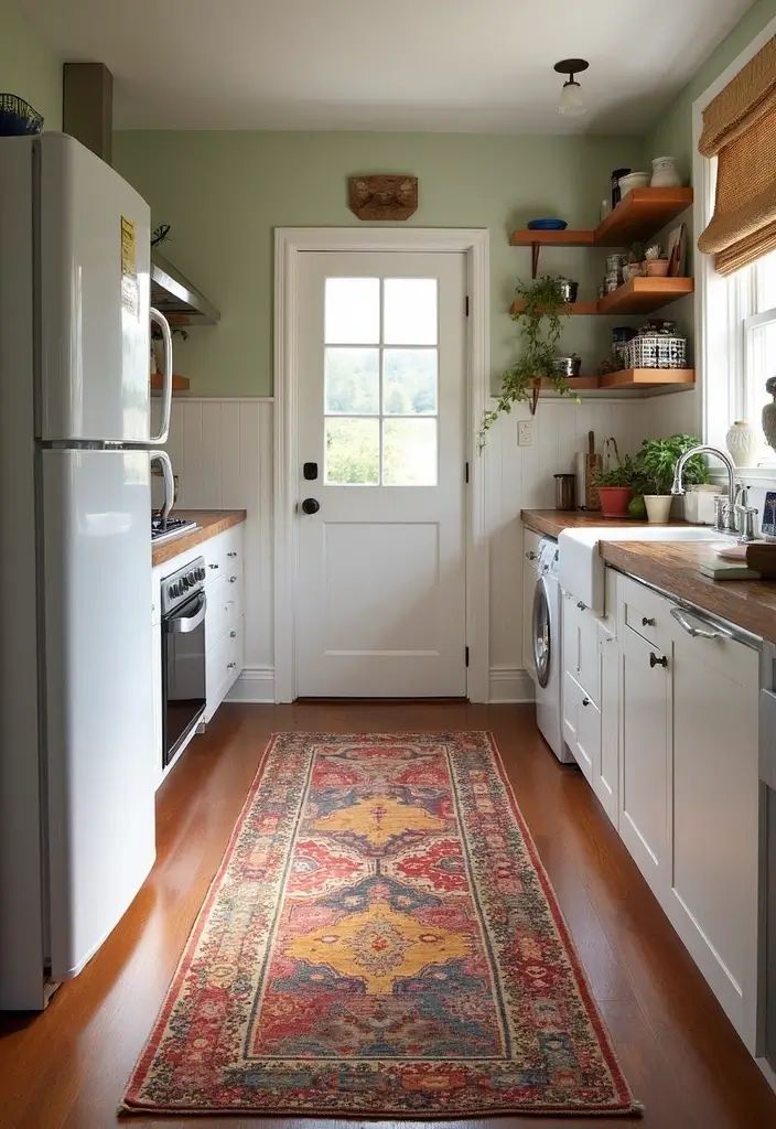 27 Narrow Kitchen Ideas That Maximize Every Inch 146 27 Narrow Kitchen Ideas That Maximize Every Inch - 22. Colorful Area Rugs