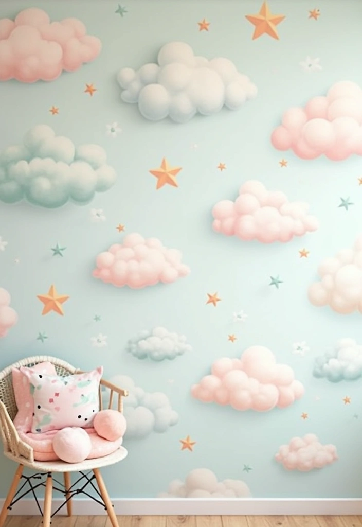 27 Nursery Wall Ideas That Feel Calm Cute and Dreamy - 1. Dreamy Pastel Murals