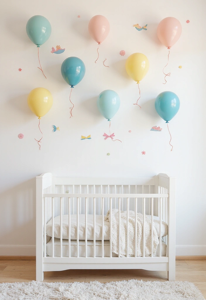 27 Nursery Wall Ideas That Feel Calm Cute and Dreamy - 19. Whimsical Balloon Designs