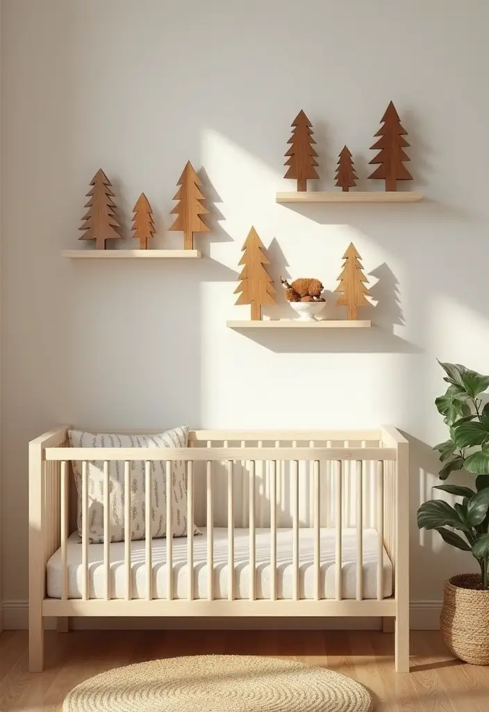 27 Nursery Wall Ideas That Feel Calm Cute and Dreamy - 2. Natural Wood Accents