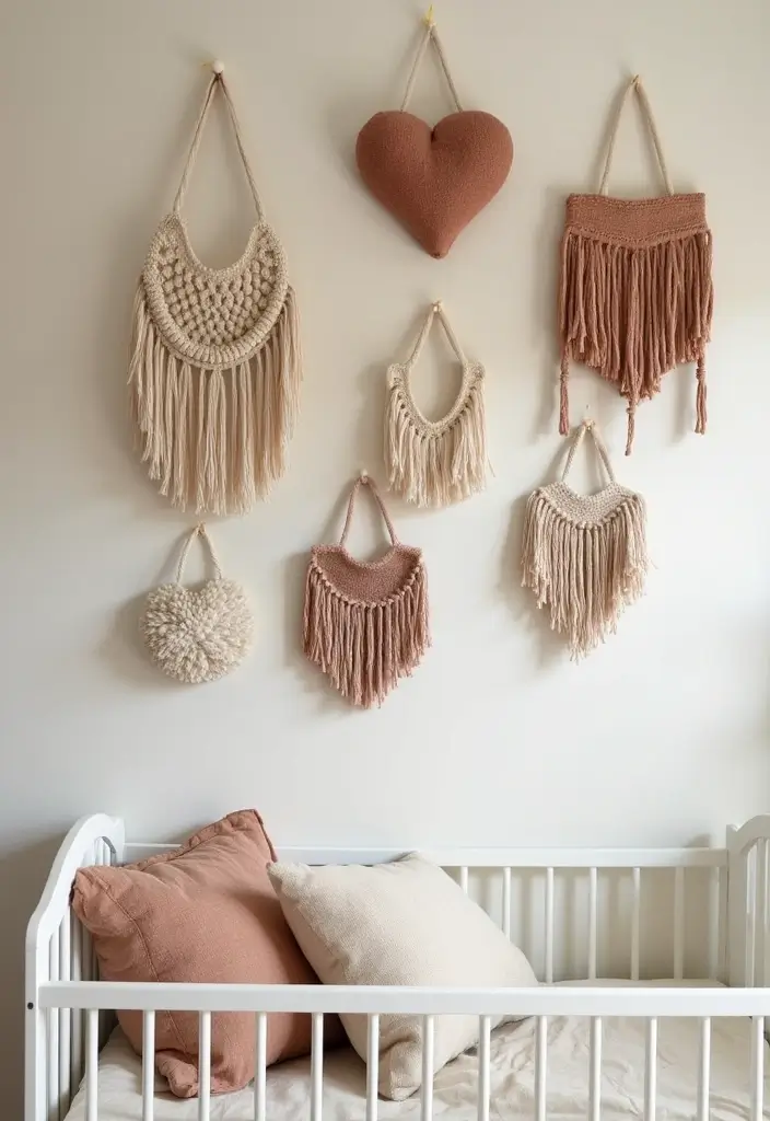 27 Nursery Wall Ideas That Feel Calm Cute and Dreamy - 3. Soft Fabric Wall Hangings