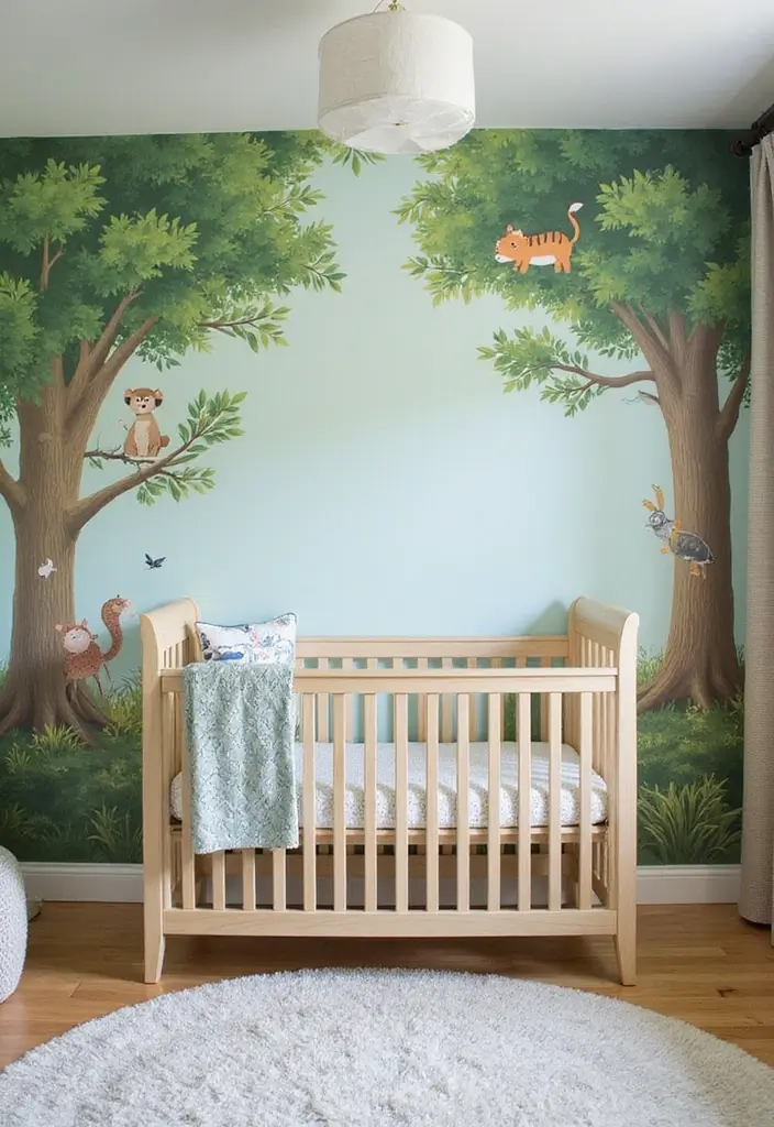 27 Nursery Wall Ideas That Feel Calm Cute and Dreamy - 8. Enchanted Forest Murals