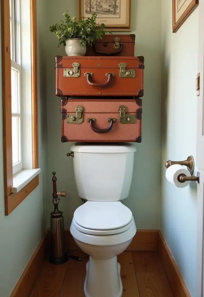 27 Over Toilet Storage Ideas That Save Space Beautifully 150 27 Over Toilet Storage Ideas That Save Space Beautifully - 22. Vintage Suitcases