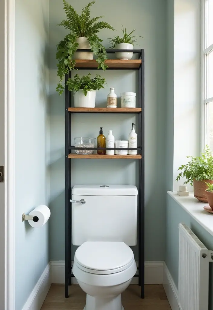 27 Over Toilet Storage Ideas That Save Space Beautifully 167 27 Over Toilet Storage Ideas That Save Space Beautifully - 25. Two-Tiered Plant Holders