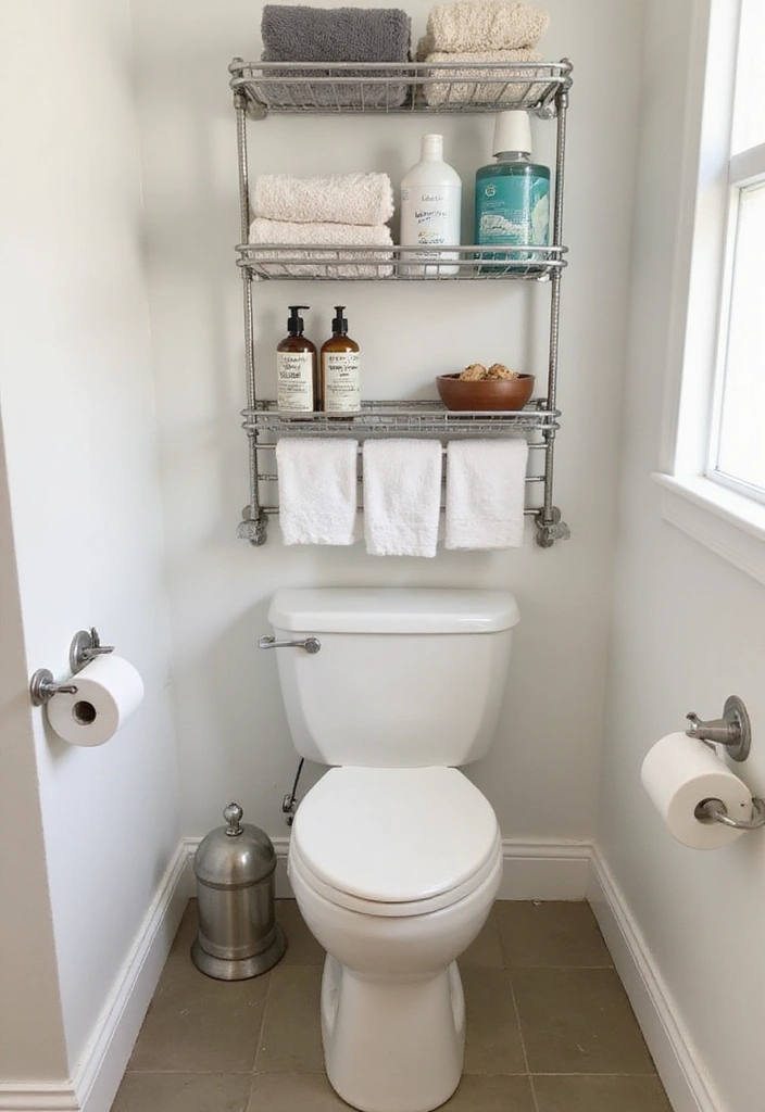 27 Over Toilet Storage Ideas That Save Space Beautifully 57 27 Over Toilet Storage Ideas That Save Space Beautifully - 9. Simple Wire Racks
