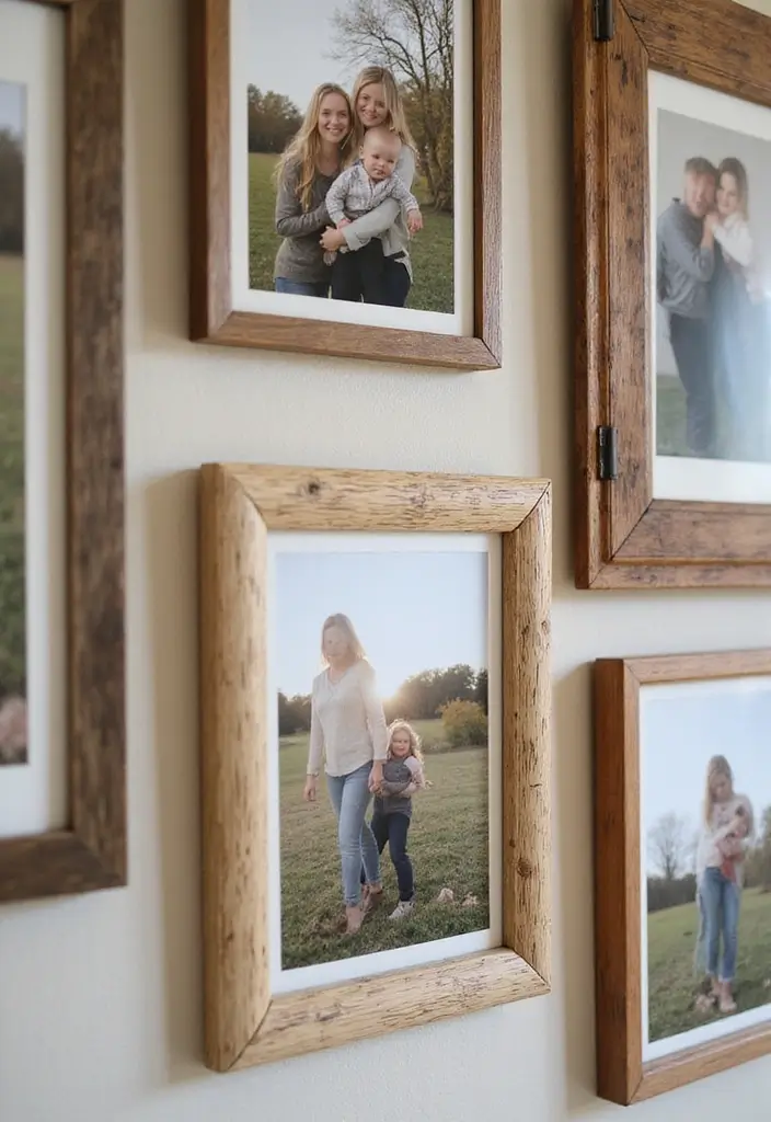 27 Photo Frame Wall Ideas To Make Every Memory Shine 1 27 Photo Frame Wall Ideas To Make Every Memory Shine - 1. Upcycled Wood Frames