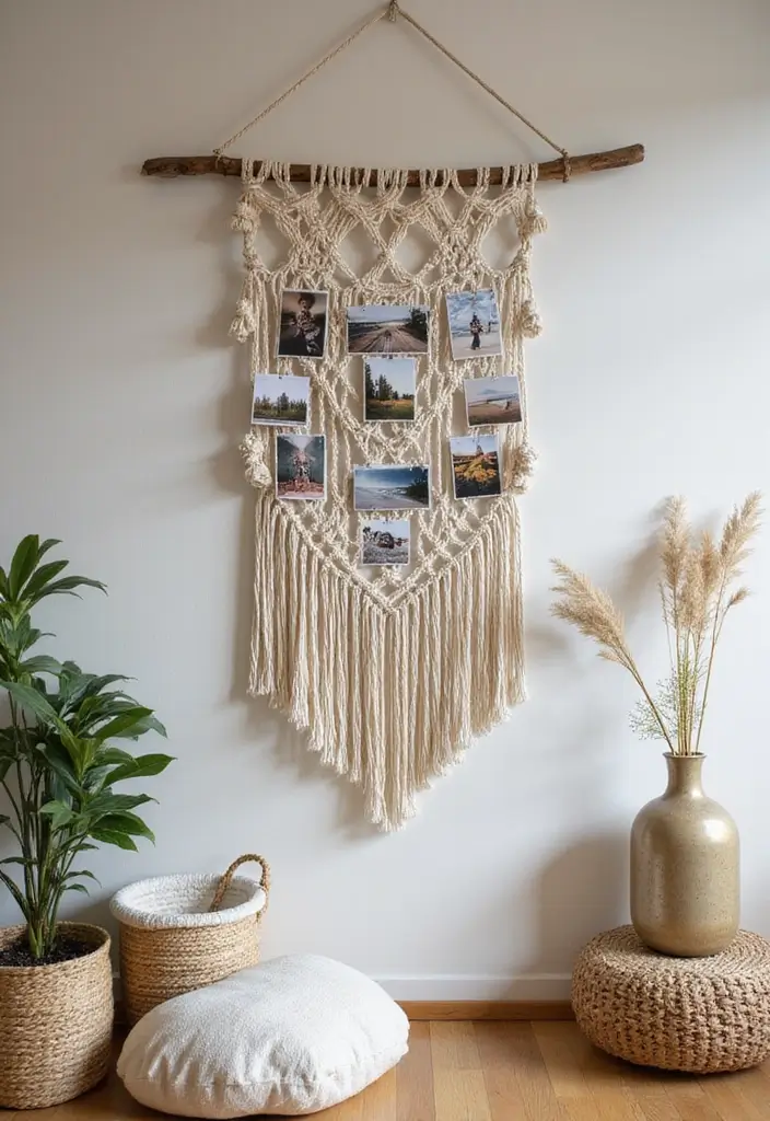 27 Photo Frame Wall Ideas To Make Every Memory Shine 62 27 Photo Frame Wall Ideas To Make Every Memory Shine - 10. DIY Macrame Wall Hanging Frames