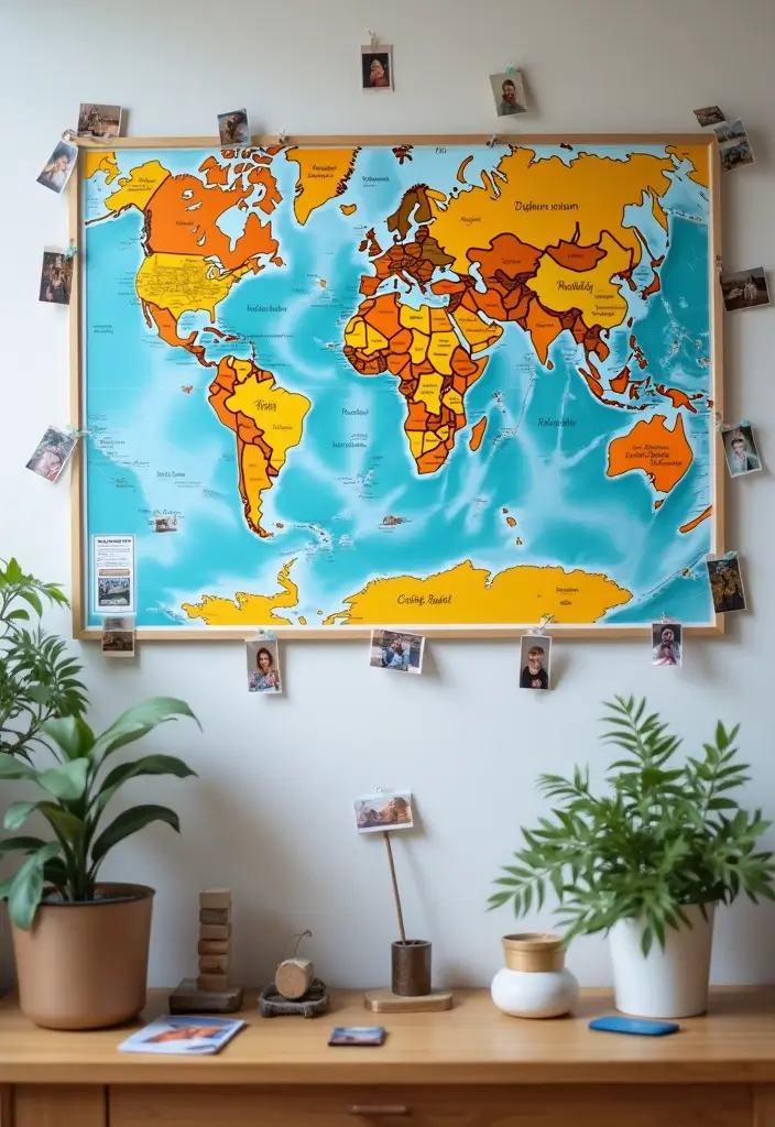 27 Photo Frame Wall Ideas To Make Every Memory Shine 69 27 Photo Frame Wall Ideas To Make Every Memory Shine - 11. Travel Map Collage