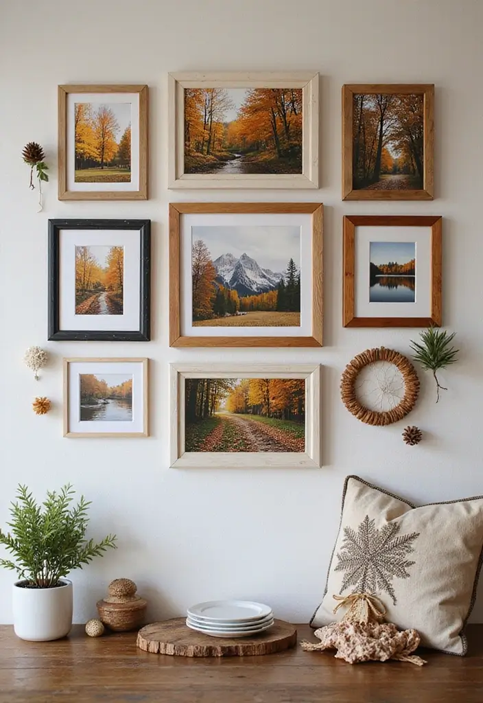 27 Photo Frame Wall Ideas To Make Every Memory Shine 104 27 Photo Frame Wall Ideas To Make Every Memory Shine - 16. Seasonal Displays with Rotating Photos