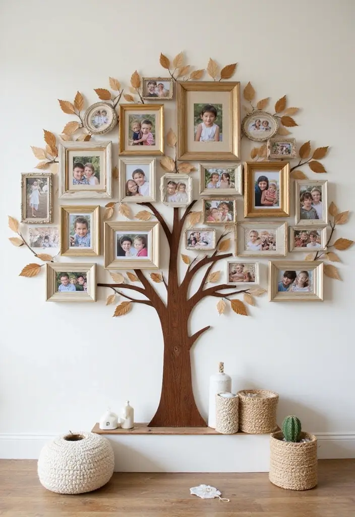 27 Photo Frame Wall Ideas To Make Every Memory Shine 139 27 Photo Frame Wall Ideas To Make Every Memory Shine - 21. Family Tree Photo Arrangement