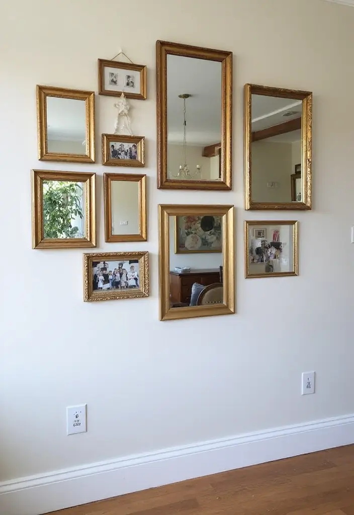 27 Photo Frame Wall Ideas To Make Every Memory Shine 146 27 Photo Frame Wall Ideas To Make Every Memory Shine - 22. Display with Vintage Mirrors