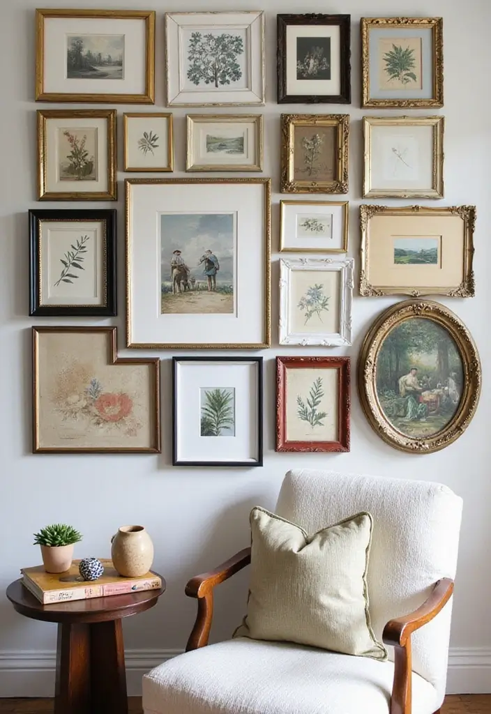 27 Photo Frame Wall Ideas To Make Every Memory Shine 20 27 Photo Frame Wall Ideas To Make Every Memory Shine - 4. Vintage Frames with a Modern Twist