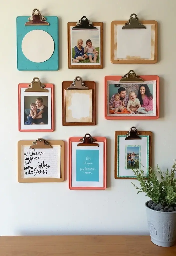 27 Photo Frame Wall Ideas To Make Every Memory Shine 41 27 Photo Frame Wall Ideas To Make Every Memory Shine - 7. Art Display with Clipboards